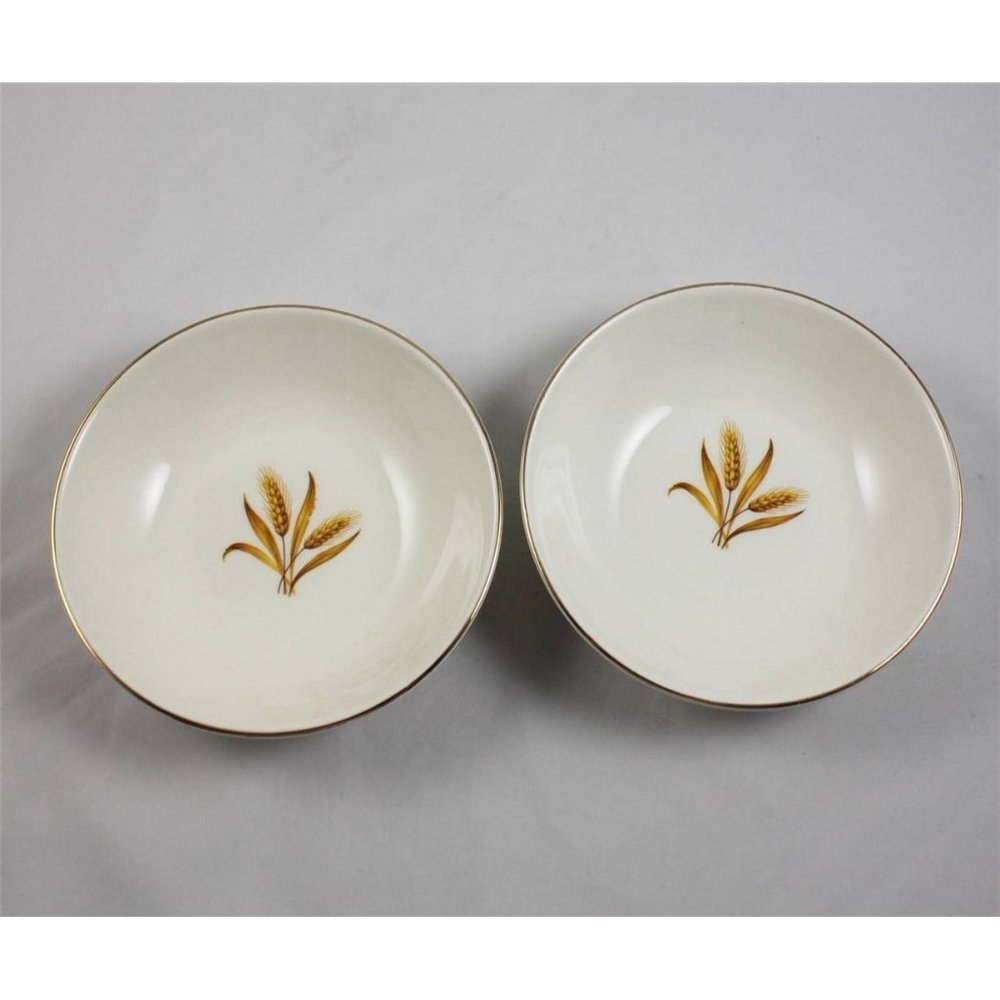 2 Taylor Smith & Taylor TS&T Wheat Pattern Fruit/Dessert Bowls 1957 Mid-Century